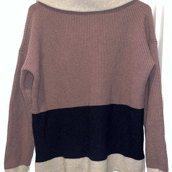 Madewell Sweater Women’s Color-block Black/ Brown/Tan/ Zip Up Wool Blend Size XS - Picture 7 of 8